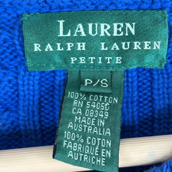 Lauren Ralph Lauren Christmas Cable Knit Sweater PS Blue Crest Crewneck Pullover - Picture 5 of 9